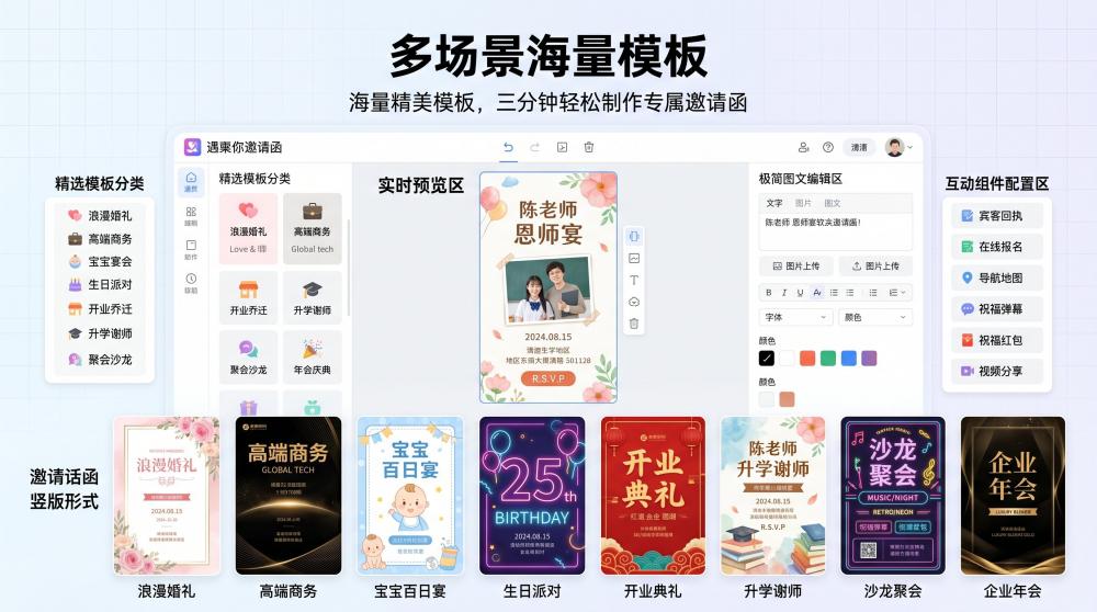 寿宴喜宴电子邀请函｜庄重又省心，免费生成不踩坑，小白也能快速上手